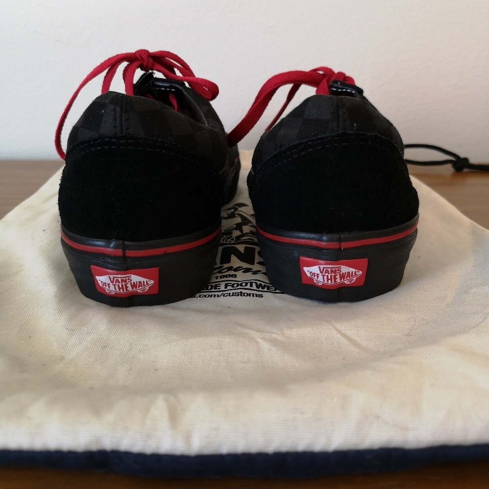 Custom Vans, Black And Red, Size 8.5 - image 3